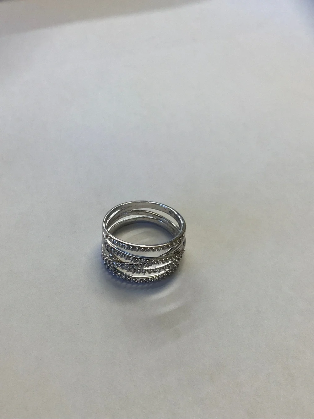 Stella & Dot Silver Multi-Band Crystal Stack Ring